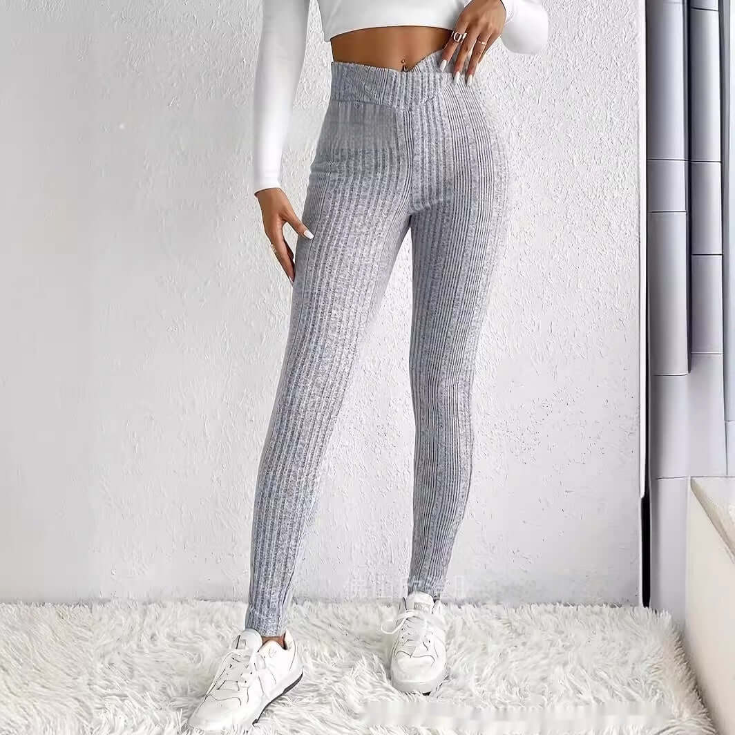 Slim-fit Bottoming Solid Color Trousers