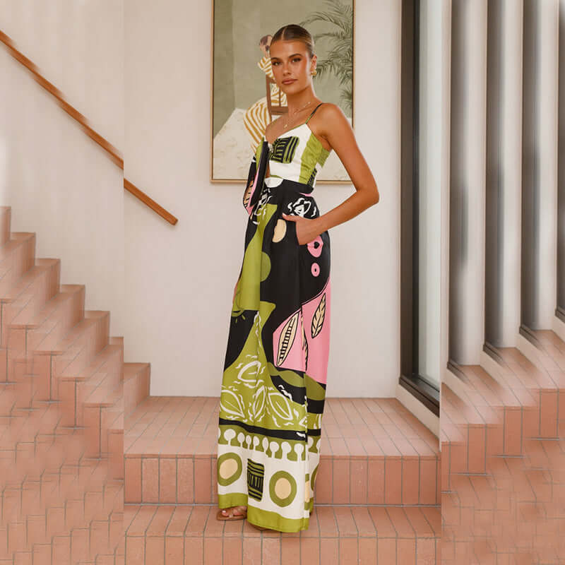 Casual Fashion Printing Chest Strap Jumpsuit - Little Miss Vanilla