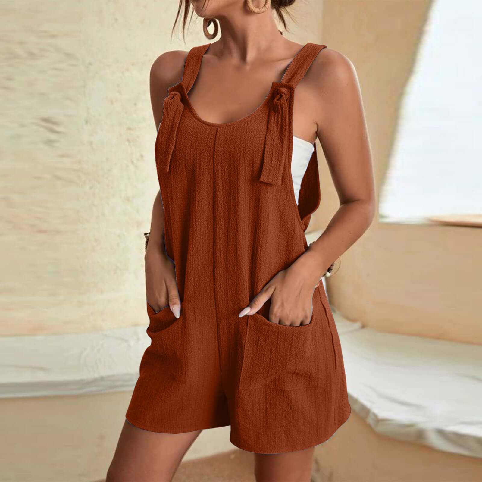 Women&#39;s Casual Fashion Solid Color Camisole Jumpsuit