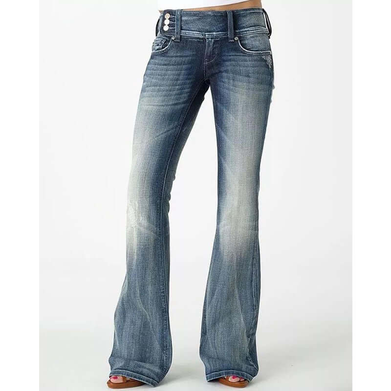 Retro Side Button Mid Waist Skinny Jeans