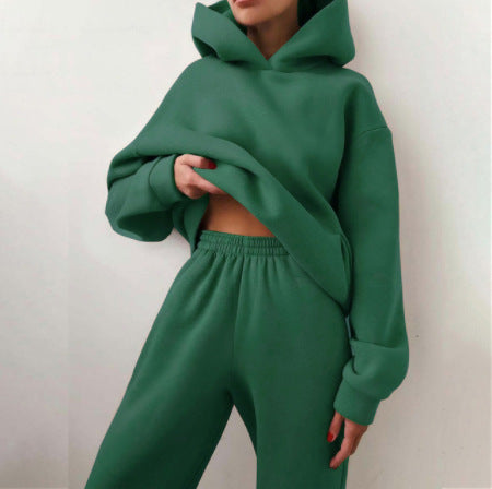Women&#39;s Casual Hooded Sweater Two-piece Suit Clothes Hoodie Tracksuit