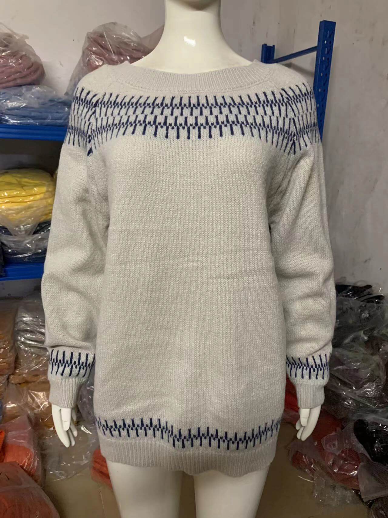 Women&#39;s Fashion Round Neck Multicolor Loose Leisure Pullover Knitwear Sweater