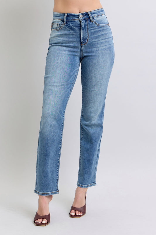 Judy Blue Full Size Run Vintage Wash Thermal Straight Jeans - Little Miss Vanilla