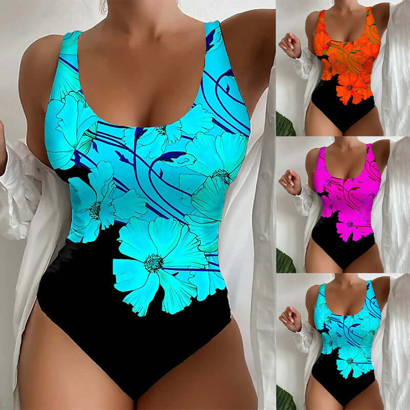 Women's 3D Printed Tight One-piece Swimsuit in vibrant colors, perfect for summer swimwear and beach outings.