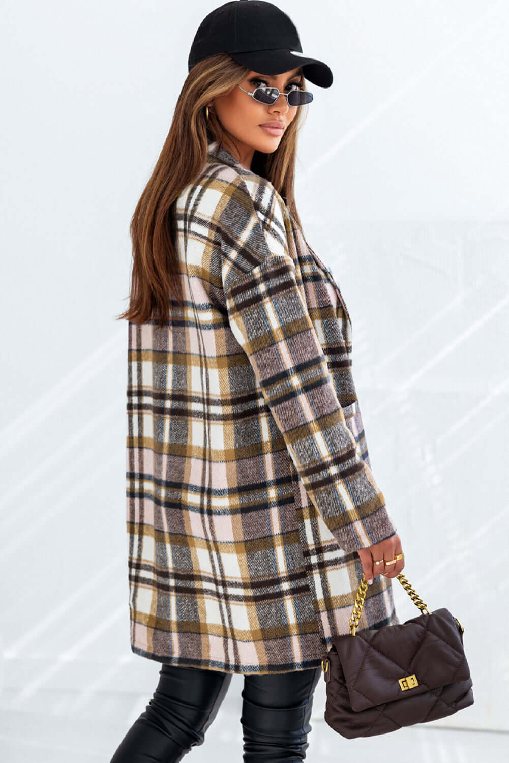 Pink Plaid Button Up Lapel Jacket - Little Miss Vanilla