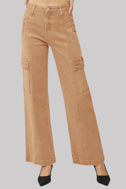 RISEN Full Size High Rise Wide Leg Cargo Jeans - Little Miss Vanilla
