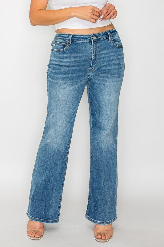 bytos Full Size Cat's Whiskers Mid Rise Bootcut Jeans - Little Miss Vanilla