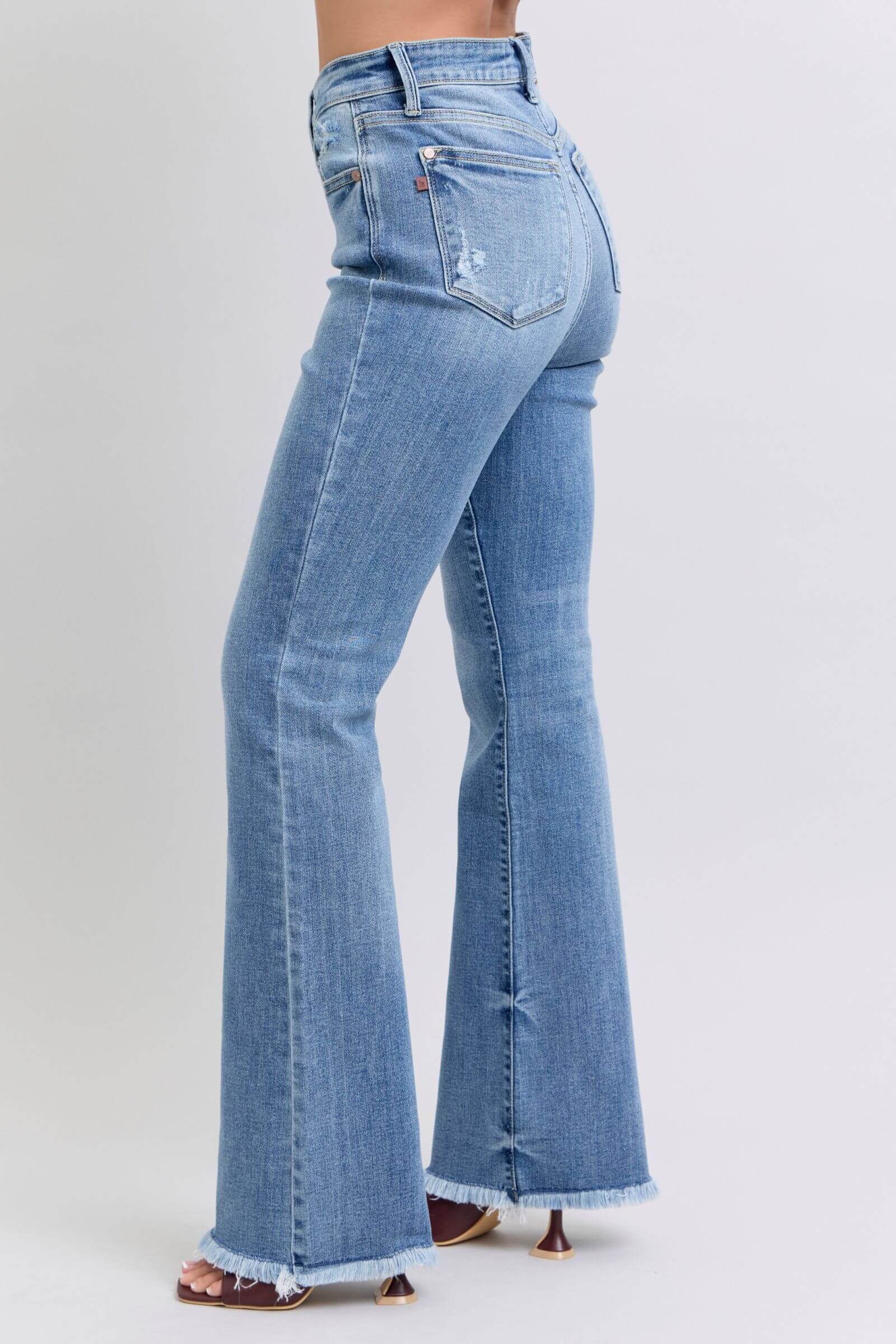 Judy Blue Full Size Raw Hem High Rise Bootcut Jeans - Little Miss Vanilla