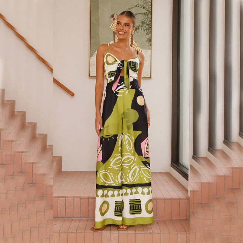 Casual Fashion Printing Chest Strap Jumpsuit - Little Miss Vanilla