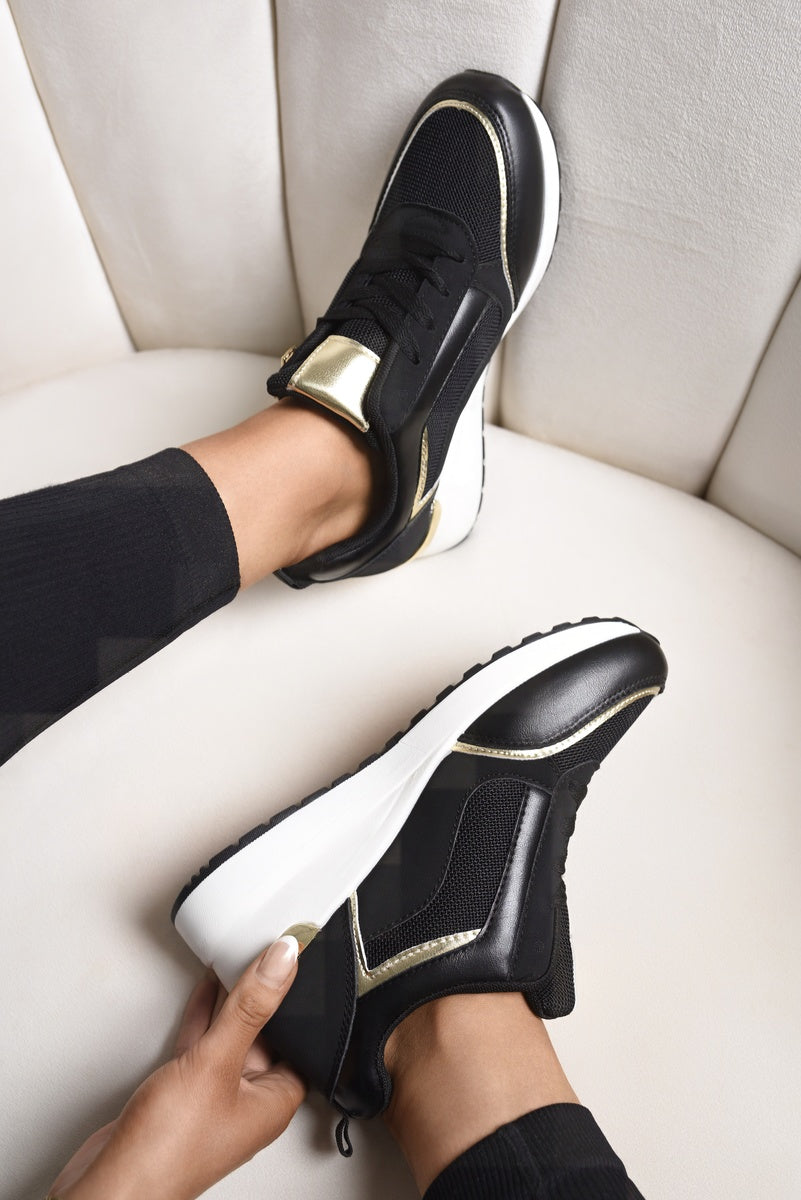 Zip Side Mesh Panel Wedge Trainers