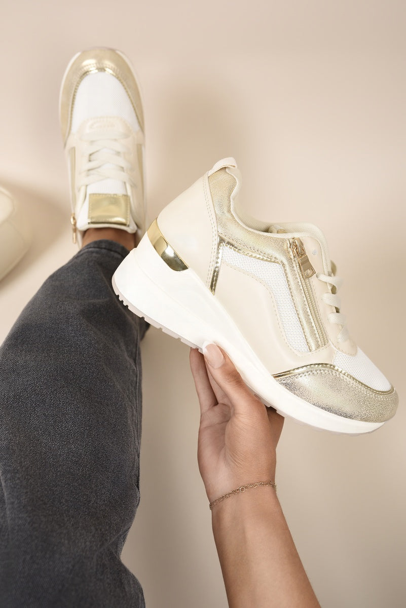 Zip Side Mesh Panel Wedge Trainers