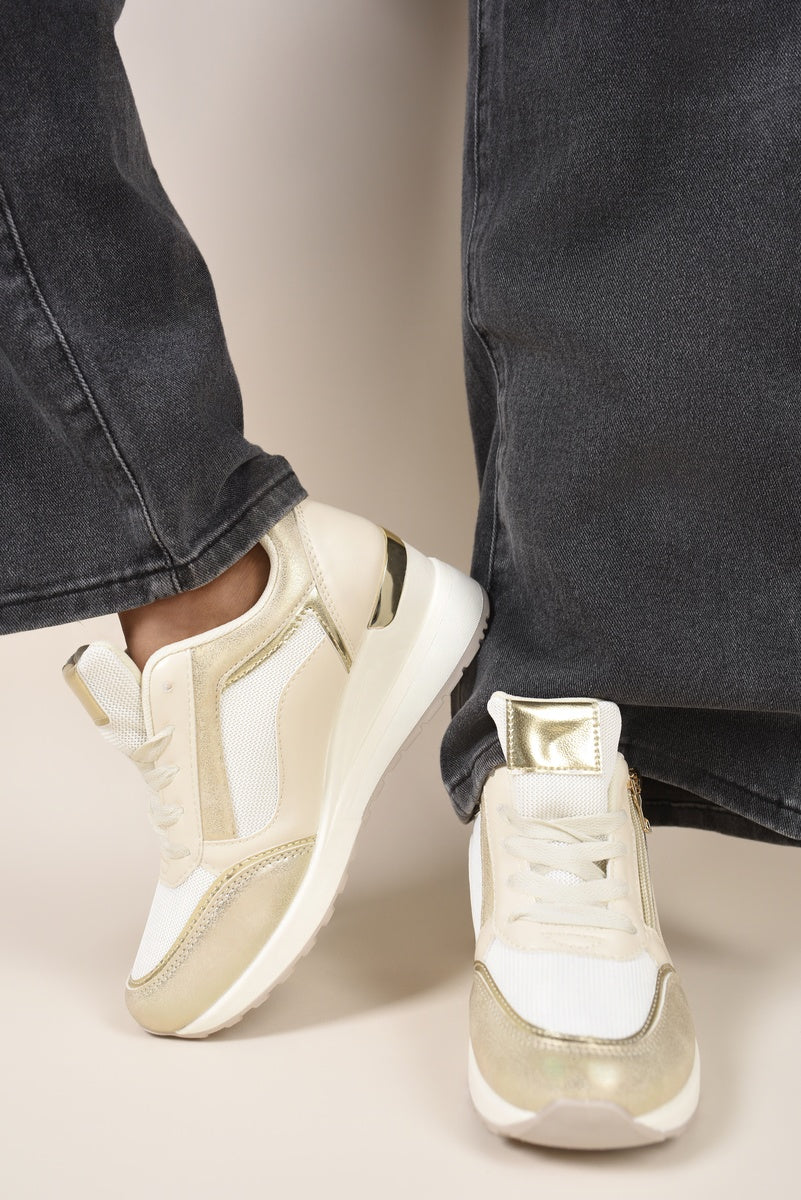 Zip Side Mesh Panel Wedge Trainers