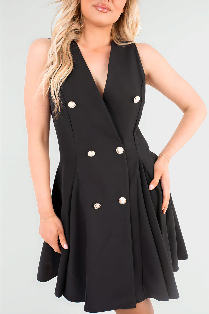 Button Front Detail Mini Dress