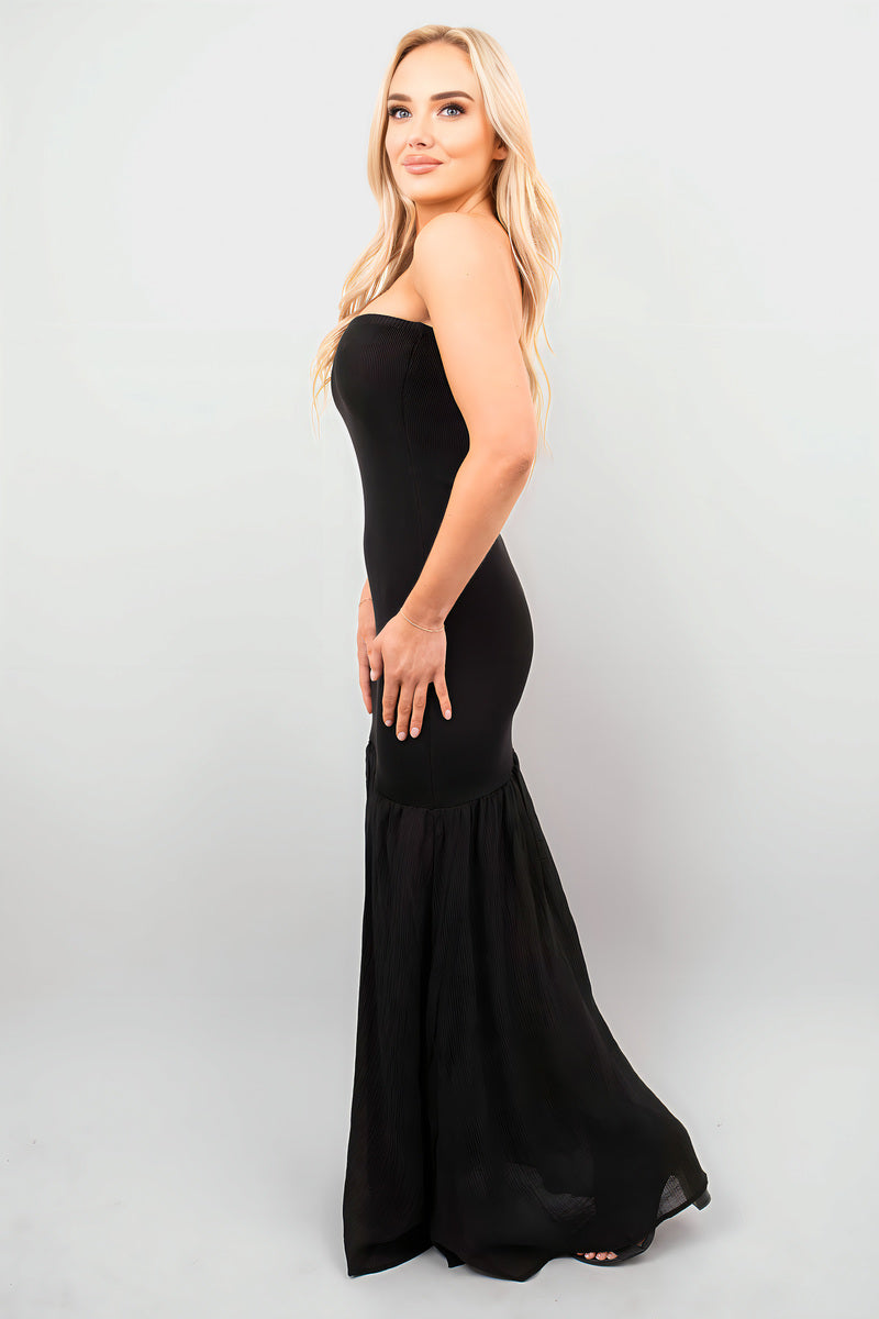 Strapless Tulle Bottom Maxi Dress