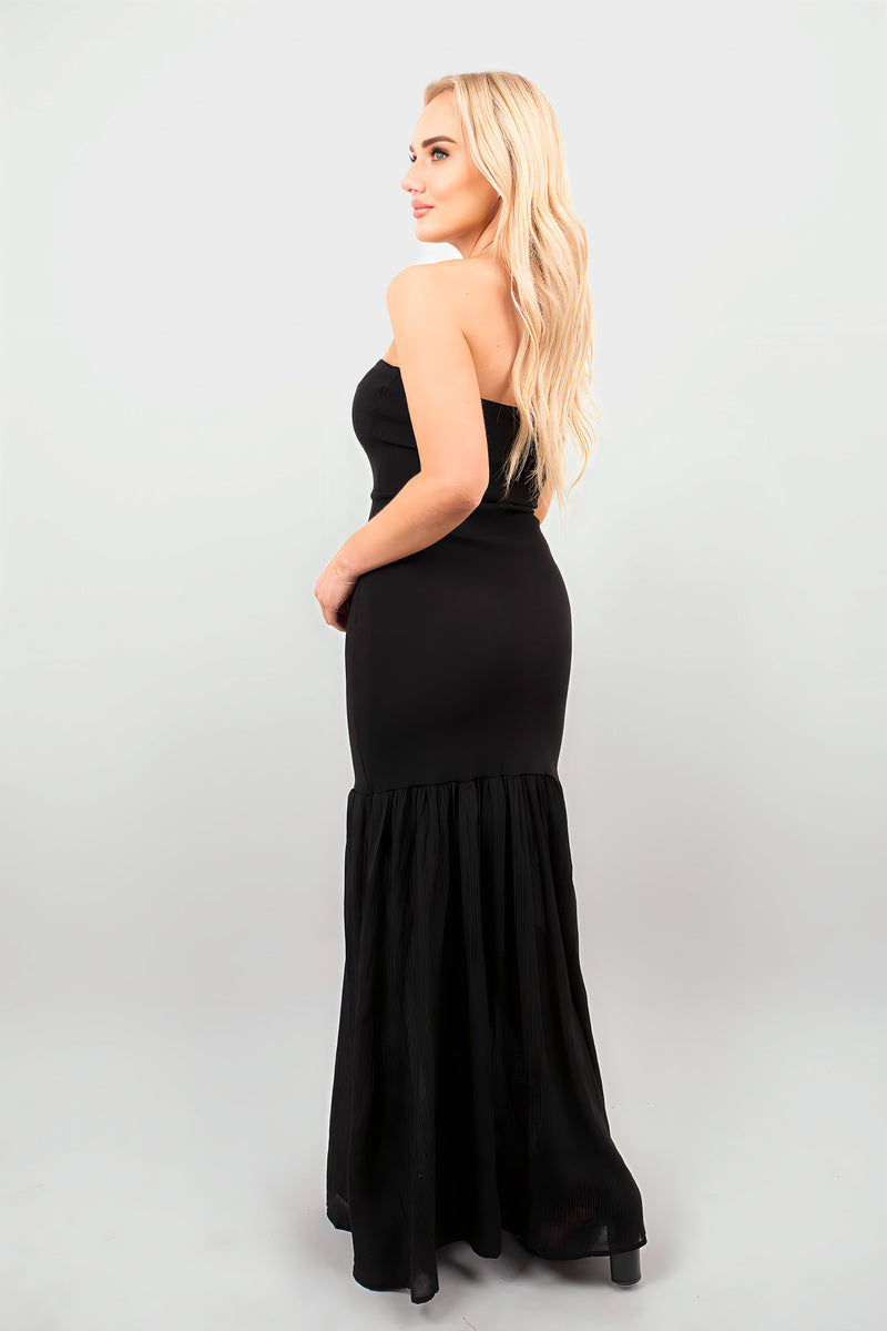 Strapless Tulle Bottom Maxi Dress