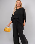 Batwing Top and Drawstring Wide Leg Trousers Co-ord Set