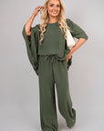 Batwing Top and Drawstring Wide Leg Trousers Co-ord Set