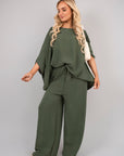 Batwing Top and Drawstring Wide Leg Trousers Co-ord Set