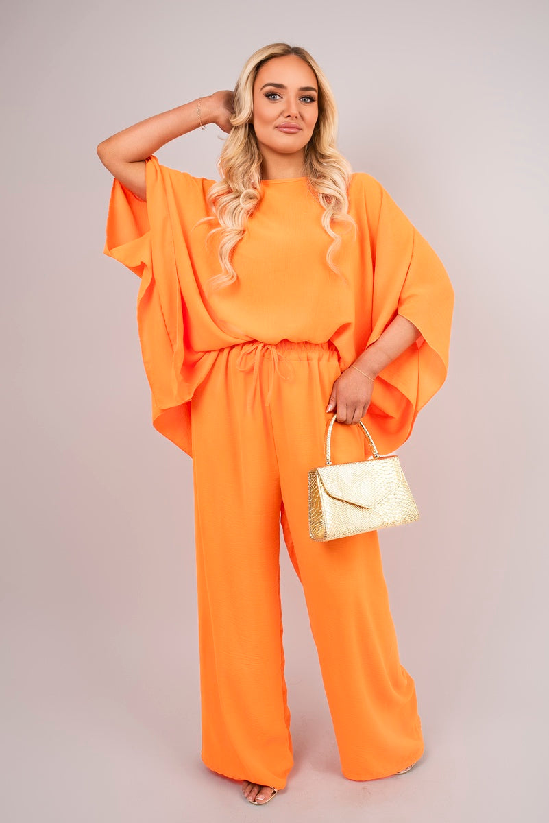 Batwing Top and Drawstring Wide Leg Trousers Co-ord Set