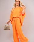 Batwing Top and Drawstring Wide Leg Trousers Co-ord Set