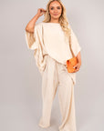 Batwing Top and Drawstring Wide Leg Trousers Co-ord Set