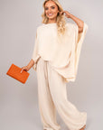 Batwing Top and Drawstring Wide Leg Trousers Co-ord Set