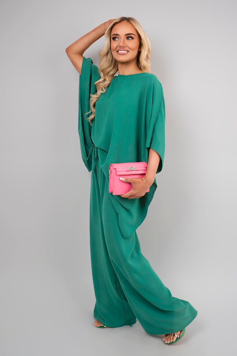 Batwing Top and Drawstring Wide Leg Trousers Co-ord Set