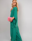Batwing Top and Drawstring Wide Leg Trousers Co-ord Set