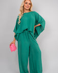 Batwing Top and Drawstring Wide Leg Trousers Co-ord Set