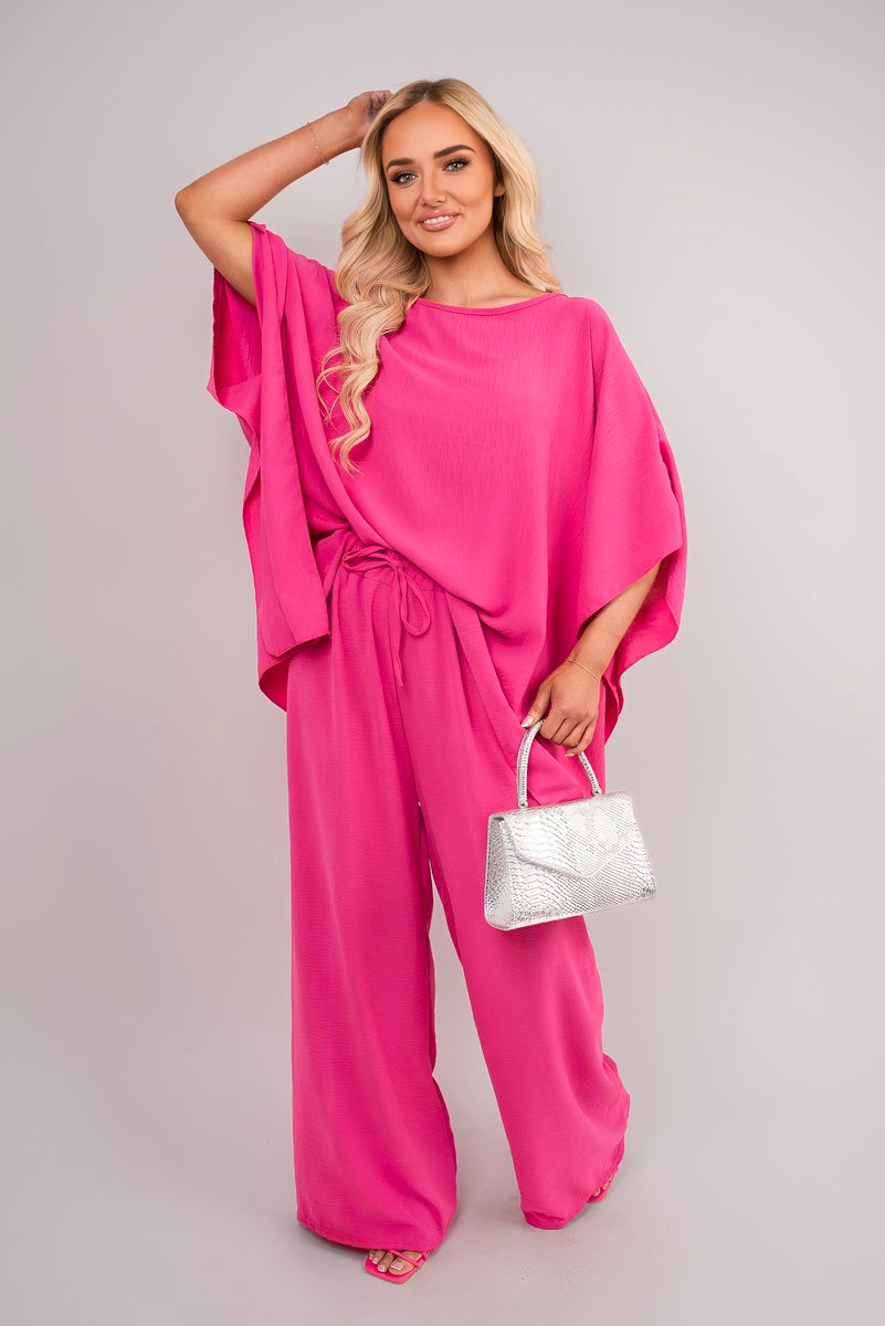 Batwing Top and Drawstring Wide Leg Trousers Co-ord Set