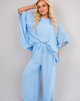 Batwing Top and Drawstring Wide Leg Trousers Co-ord Set