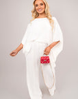 Batwing Top and Drawstring Wide Leg Trousers Co-ord Set