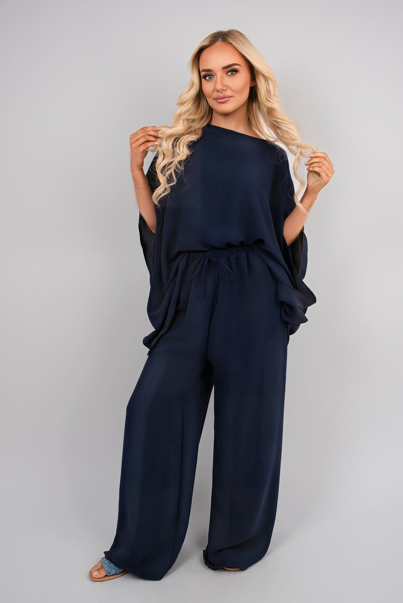 Batwing Top and Drawstring Wide Leg Trousers Co-ord Set