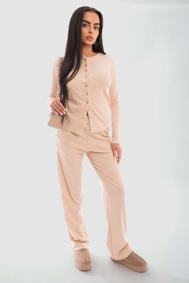 Long Sleeve Button Down Top & Trouser Co-ord Set