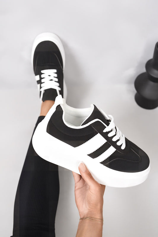 Chunky Lace Up Trainers with Contrast Stripe
