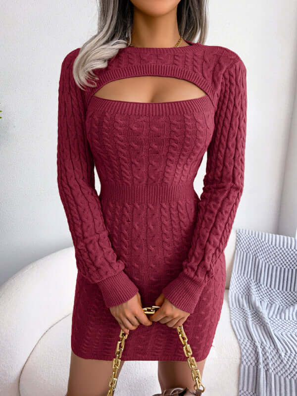 Women&#39;s sexy hollow out fried dough twist waist bag hip skirt fur dress