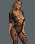 Wholesale Sexy Full Body Fishnet with Floral Jacquard - Little Miss Vanilla