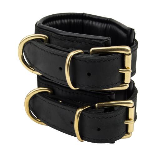 Bound Noir Nubuck Leather Slim Wrist Cuffs - Sydney Rose Lingerie 