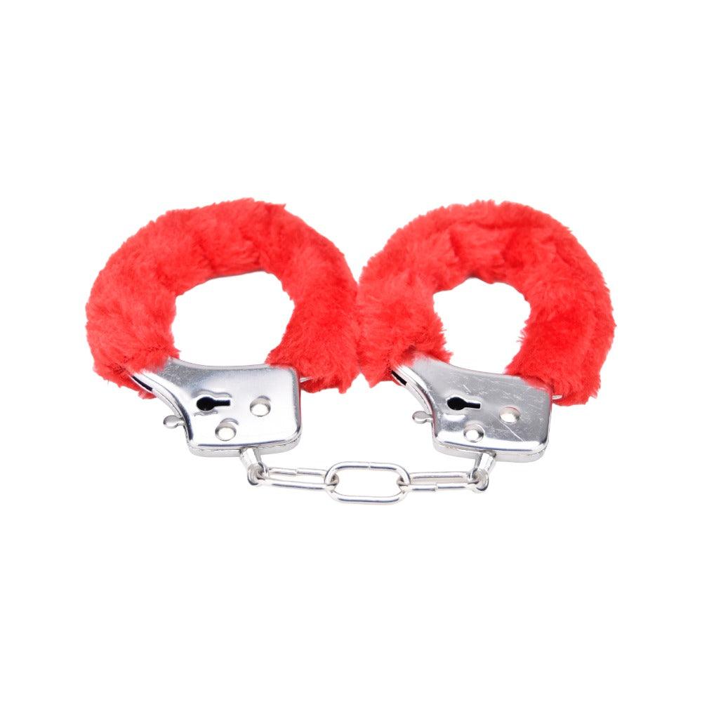 Bound to Play. Heavy Duty Furry Handcuffs Red - Sydney Rose Lingerie 