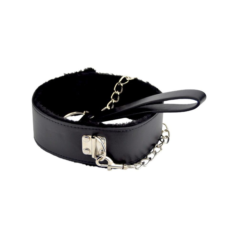 Bound to Please Furry Collar with Leash Black - Sydney Rose Lingerie 
