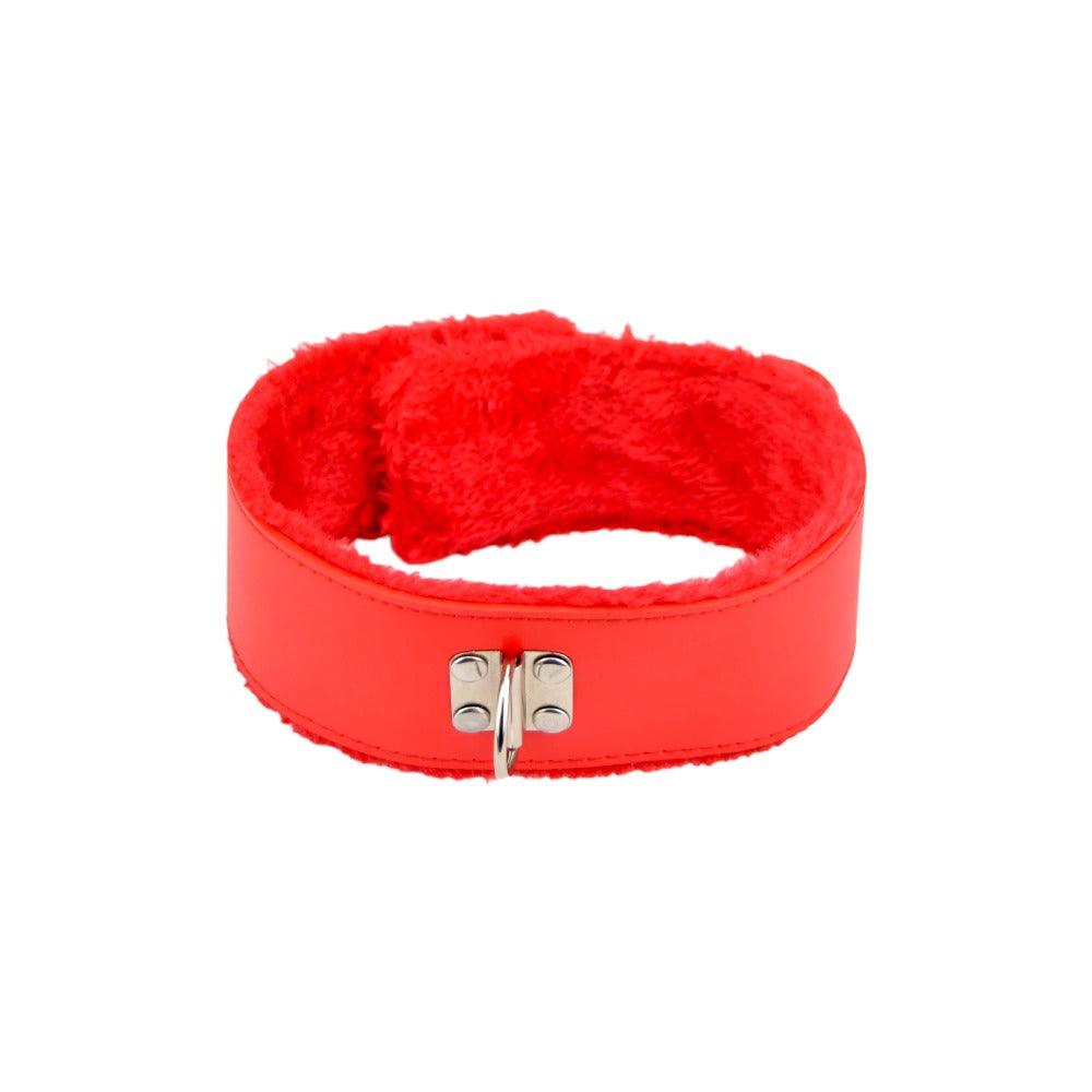 Bound to Please Furry Collar with Leash Red - Sydney Rose Lingerie 