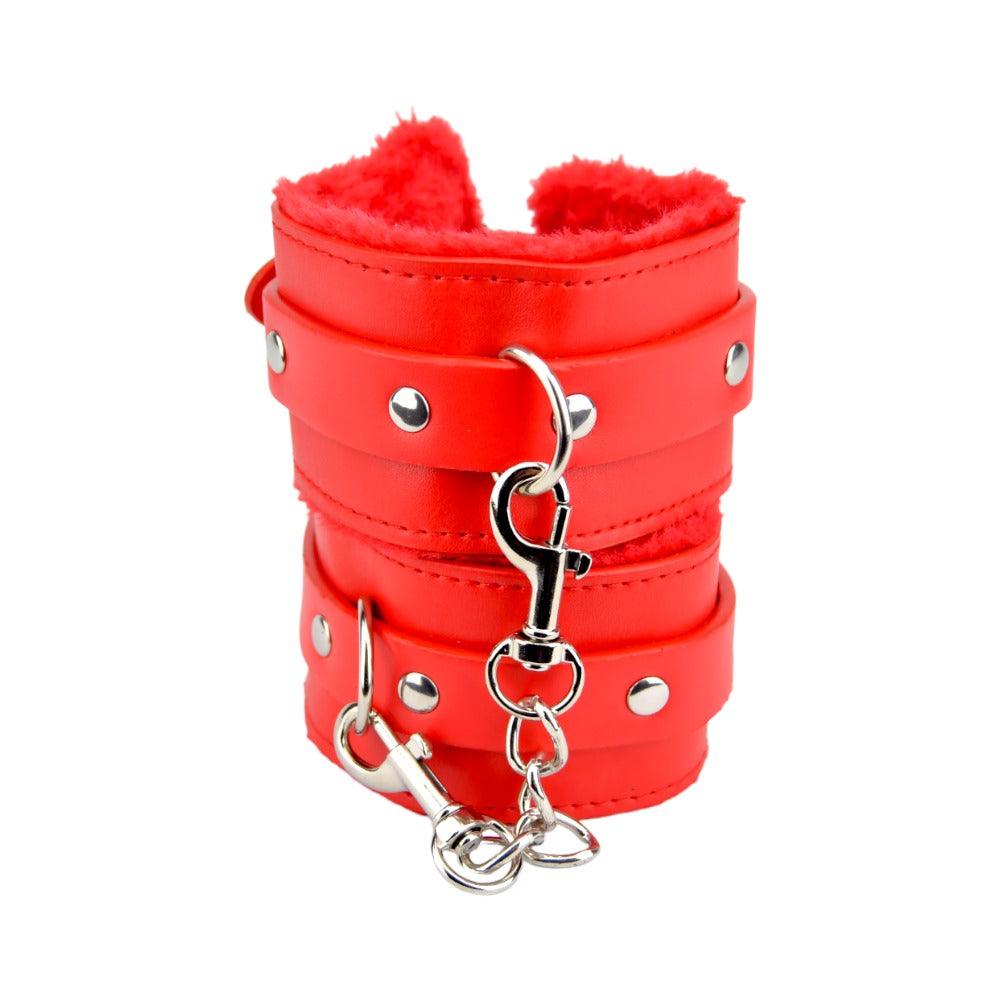 Bound to Please Furry Plush Wrist Cuffs Red - Sydney Rose Lingerie 