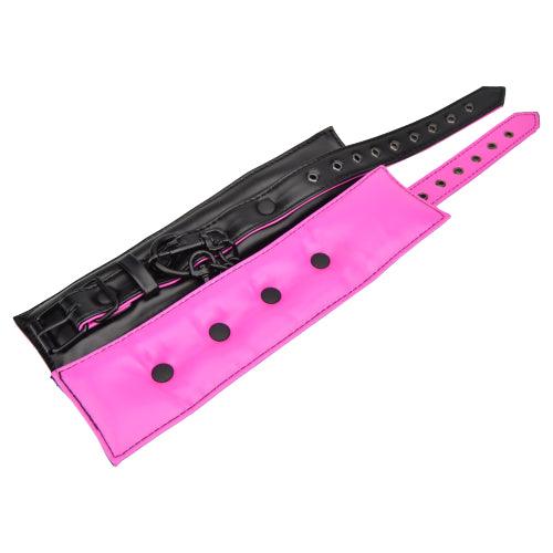 Bound to Please Pink & Black Wrist Cuffs - Sydney Rose Lingerie 