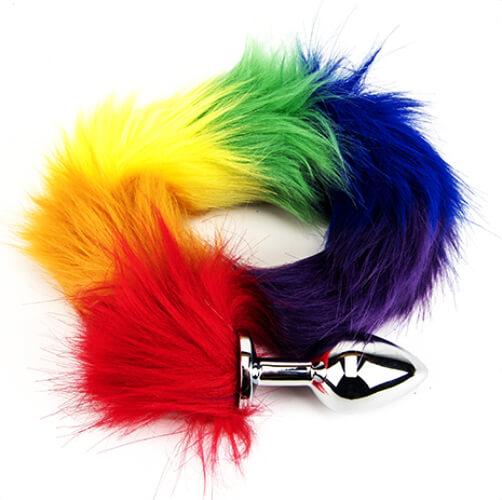 Furry Fantasy Rainbow Tail Butt Plug - Sydney Rose Lingerie 