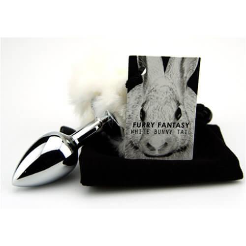 Furry Fantasy White Bunny Tail Butt Plug - Sydney Rose Lingerie 