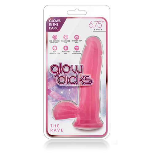 Glow in the Dark 7 Inch Suction Base Cock with Balls - Sydney Rose Lingerie 