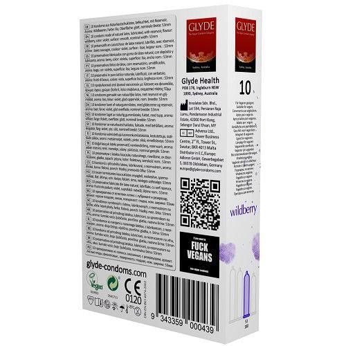 Glyde Ultra Wildberry Flavour Vegan Condoms 10 Pack - Sydney Rose Lingerie 