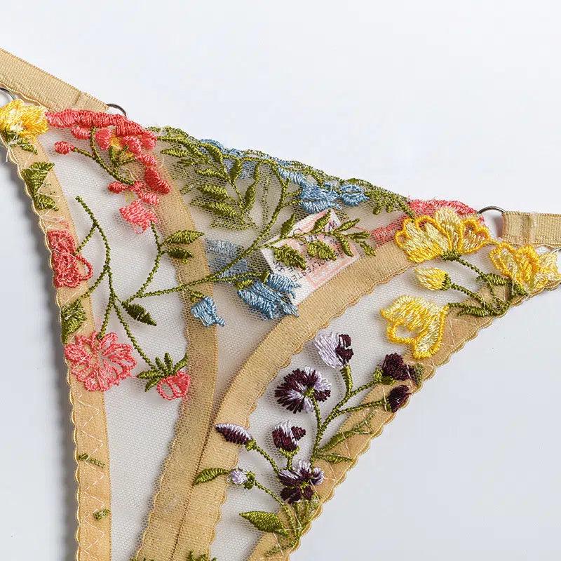 Gorgeous Floral Embroidered Mesh Bra Set - Little Miss Vanilla