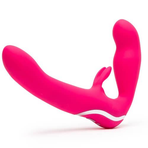 Happy Rabbit Rechargeable Vibrating Strapless Strap On Pink