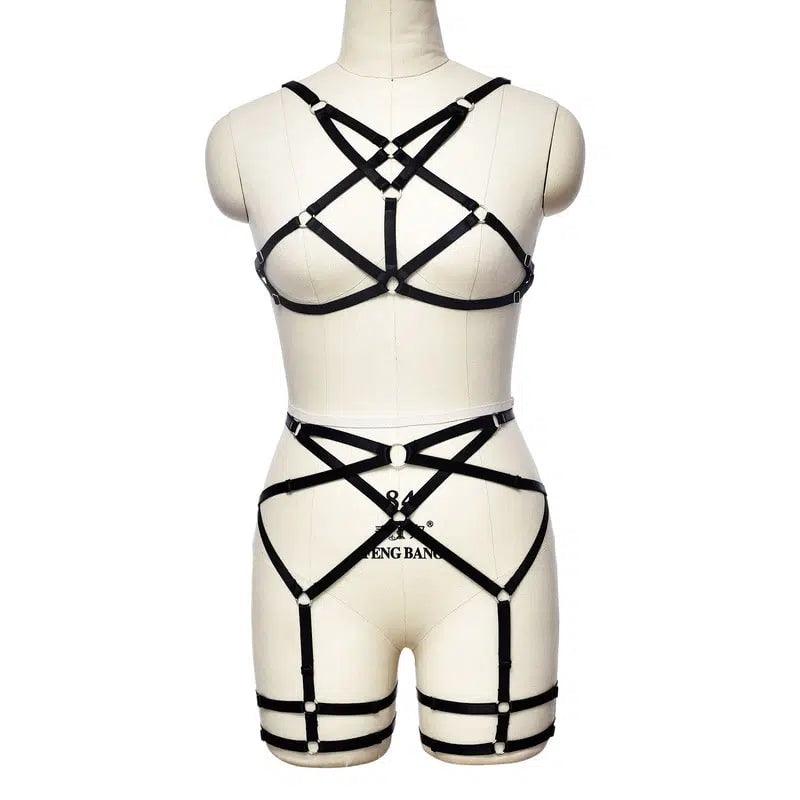 Hollow Breast Exposed Sexy Strappy Garter Set - Little Miss Vanilla